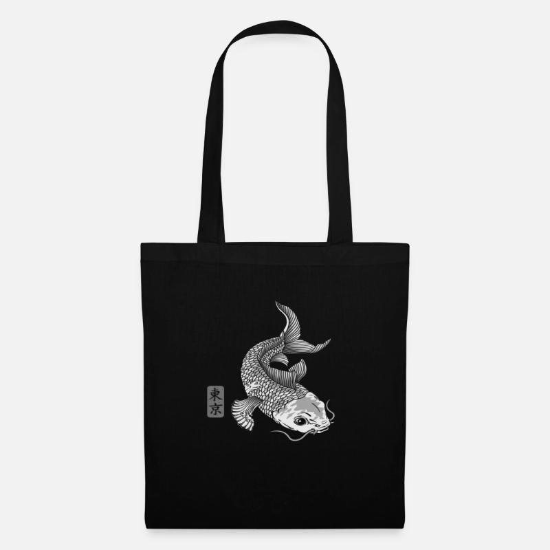 Japanischer Koi Fisch - Stoffbeutel - Schwarz