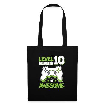 Level 10 Unlocked Awesome 2010 Game 10th Birthday - Stoffbeutel - Schwarz - Vorne