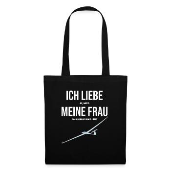 Ich liebe meine Frau Segelflieger - Stoffbeutel - Schwarz - Vorne