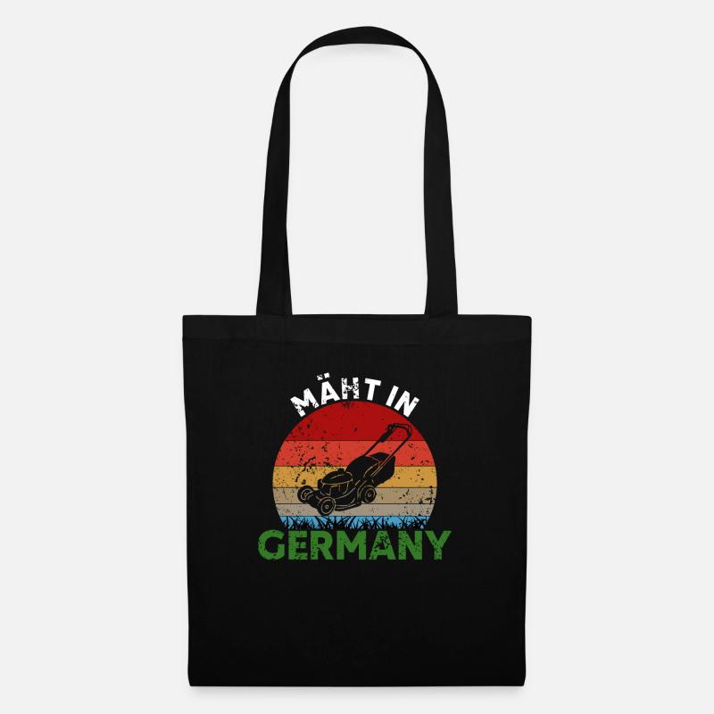 Mäht In Germany Rasenmäher Gärtner Garten - Stoffbeutel - Schwarz