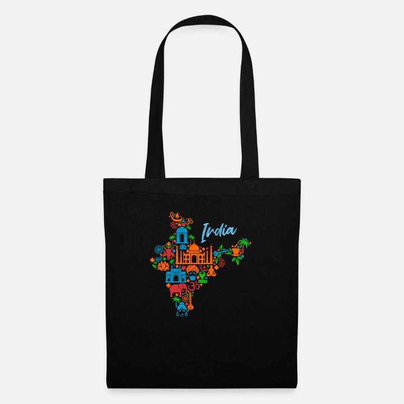 Indien Asien Reisen Geschenkidee - Stoffbeutel - Schwarz