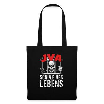 lustig Knast Gefängnis, JVA Insasse, Geschenkidee - Stoffbeutel - Schwarz - Vorne