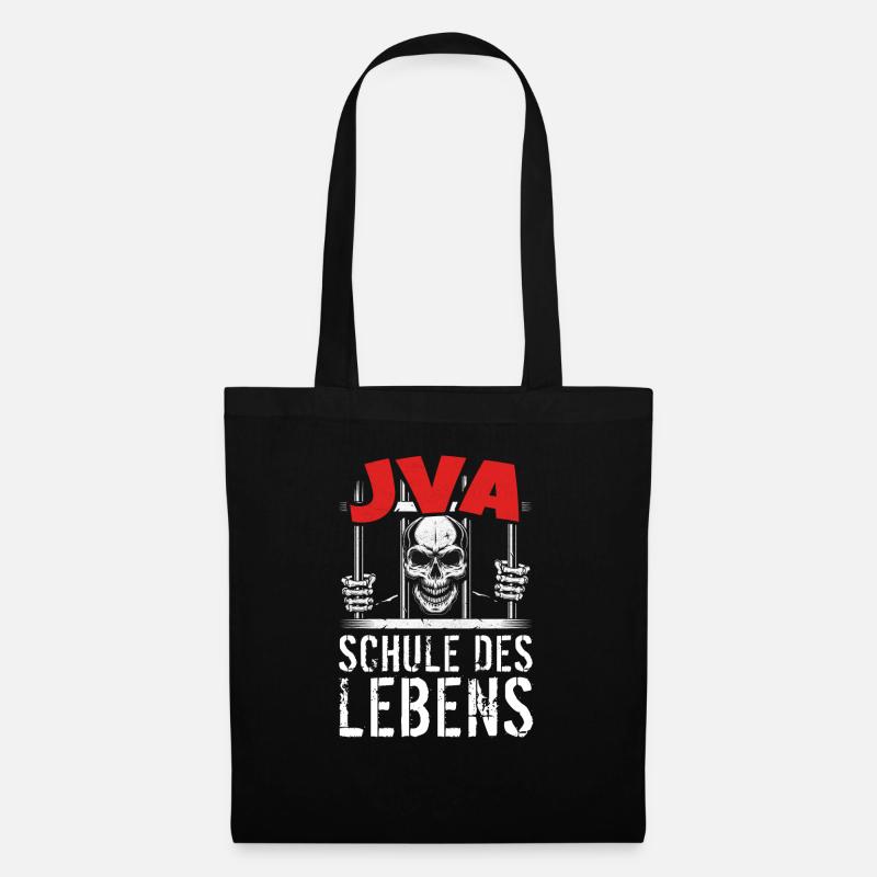 lustig Knast Gefängnis, JVA Insasse, Geschenkidee - Stoffbeutel - Schwarz