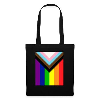Regenbogen-Flagge Gay Pride LGBT - Stoffbeutel - Schwarz - Vorne