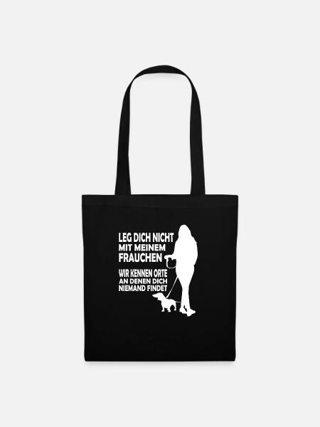 Dackelmotiv Dackel Damen Hund Damen Silhouette - Stoffbeutel - Schwarz