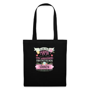 Ich bin stolze Mama von fantastischen Söhnen - Stoffbeutel - Schwarz - Vorne