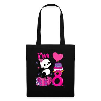 Panda 8. Geburtstag Seit 2013 Pink - Stoffbeutel - Schwarz - Vorne