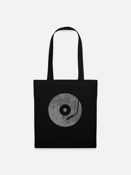 Schallplatte Schallplatten Plattenspieler Geschenk - Stoffbeutel - Schwarz