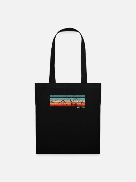 Adventure Berge Wandern Retro Vintage - Stoffbeutel - Schwarz