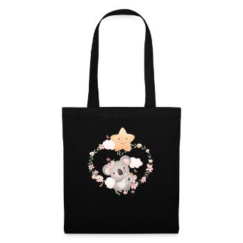 Doux koala bébé avec Koalamama - Sac en tissu - noir - Devant