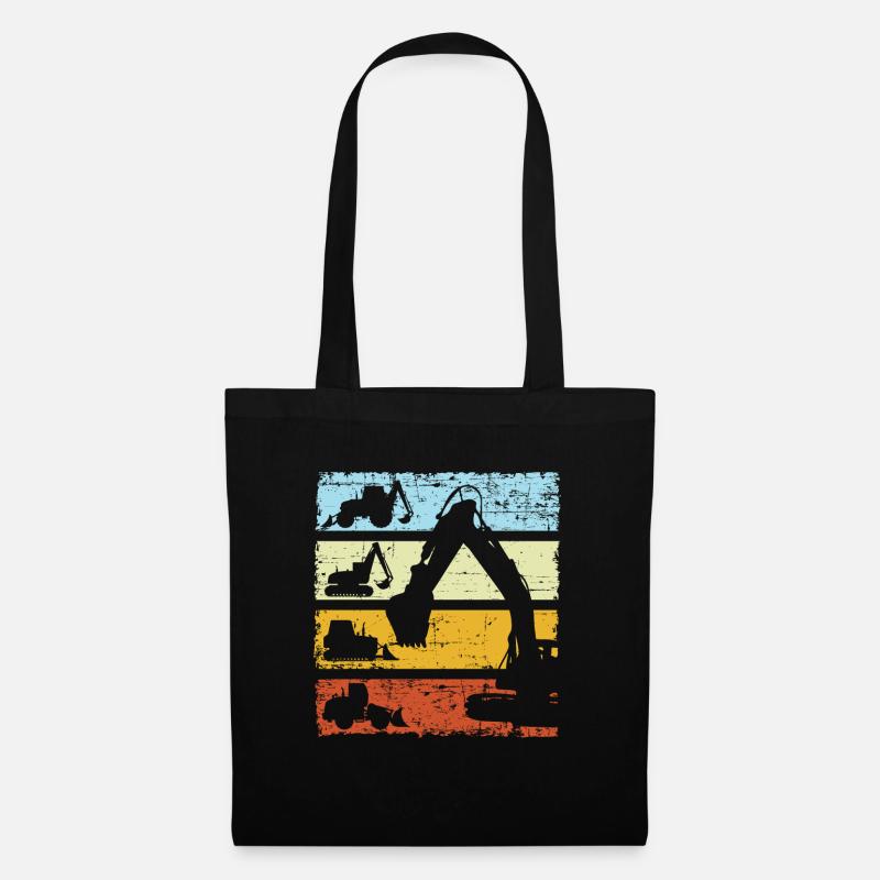 Excavatrices vintage Machines de construction - Sac en tissu - noir