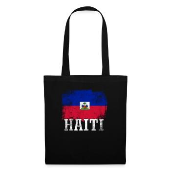 Urlaub Ferien Haiti Flagge - Stoffbeutel - Schwarz - Vorne