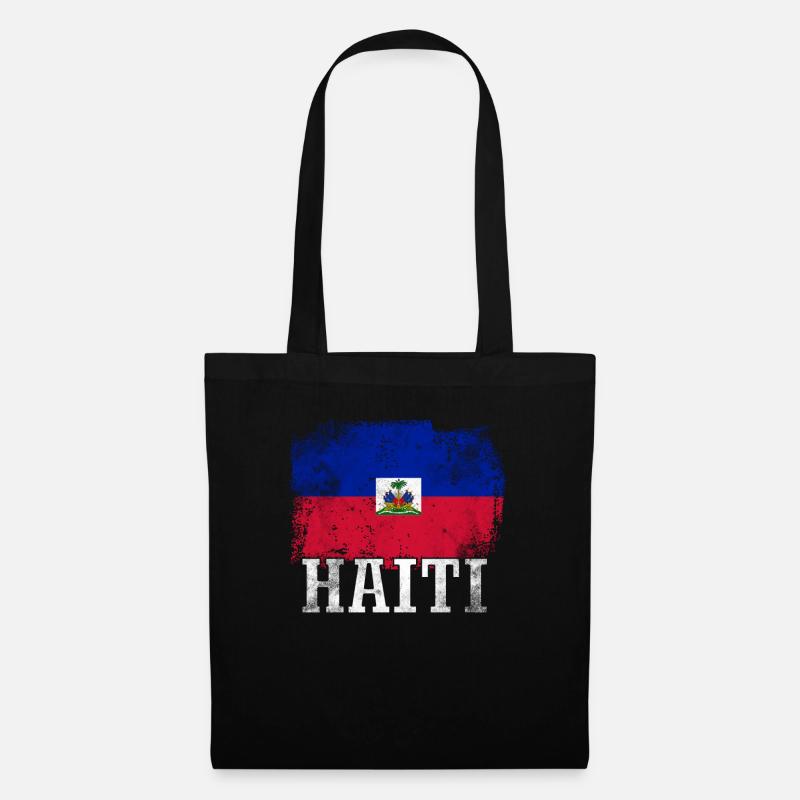Vacances Vacances Haïti drapeau - Sac en tissu - noir