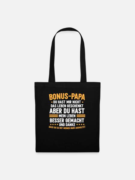 Bonus Papa Stiefvater Geschenk Pflegevater - Stoffbeutel - Schwarz