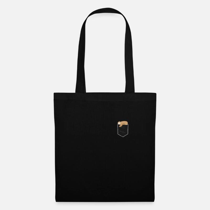 Faultier in der Brusttasche - Stoffbeutel - Schwarz