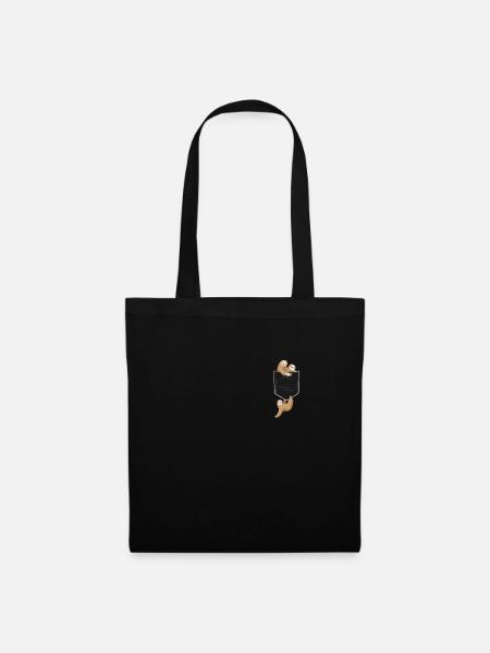 Faultiere in Brusttasche - Stoffbeutel - Schwarz