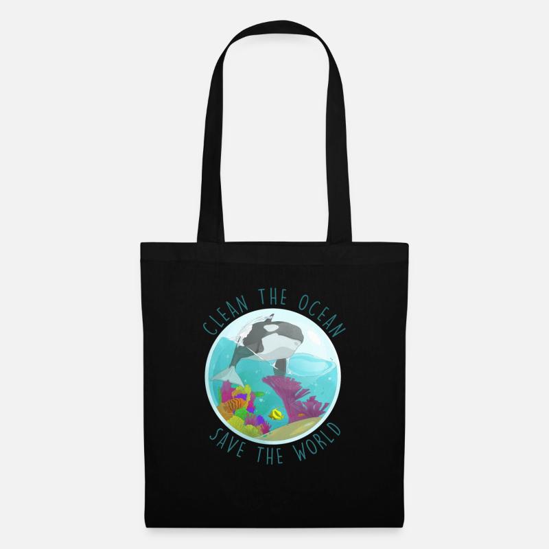safe the ocean erde animal turtle nachhaltig - Stoffbeutel - Schwarz