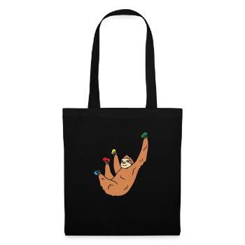 Faultier Klettern Geschenk - Stoffbeutel - Schwarz - Vorne