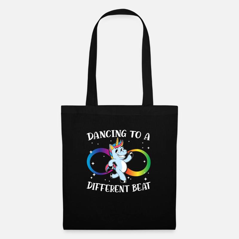 Dancing To A Different Beat Neurodiversity Einhorn - Stoffbeutel - Schwarz