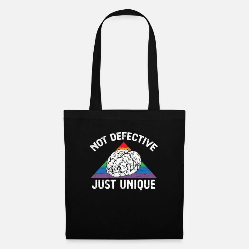 Not Defective Just Unique Neurodiversity ADHD ASD - Tote Bag - black
