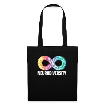 Neurodiversität Neurodivergent Regenbogen Infinity - Stoffbeutel - Schwarz - Vorne