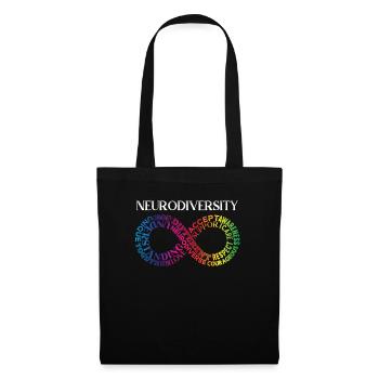 Neurodiversität Neurodivergent Regenbogen Infinity - Stoffbeutel - Schwarz - Vorne