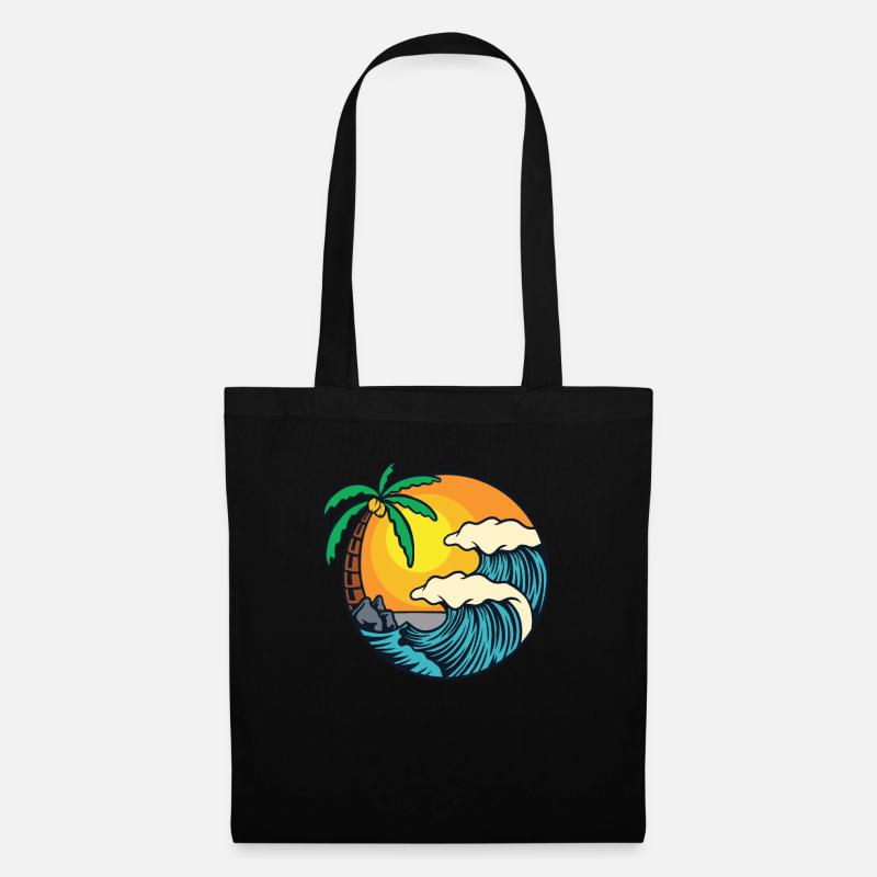 Beach Island Waves Palms - Tote Bag - black