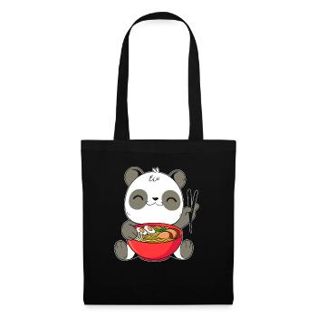 Kawaii Panda Ramen Esser japanische NudelSuppe Essen - Stoffbeutel - Schwarz - Vorne