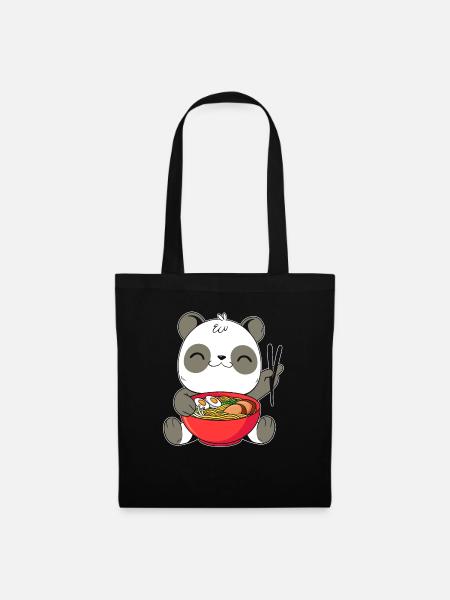 Kawaii Panda Ramen Esser Japanische Nudelsuppe - Stoffbeutel - Schwarz