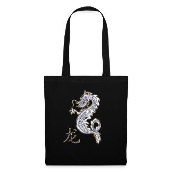 Dragon Dragon caractères chinois Kanji - Sac en tissu - noir - Devant