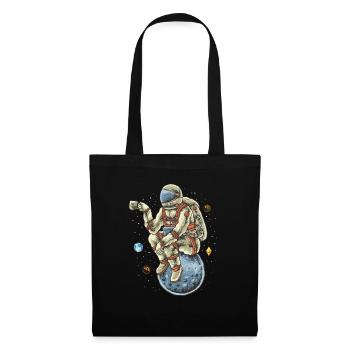 Bitcoin lune astronaute chilln tasse de café BTC ETH - Sac en tissu - noir - Devant