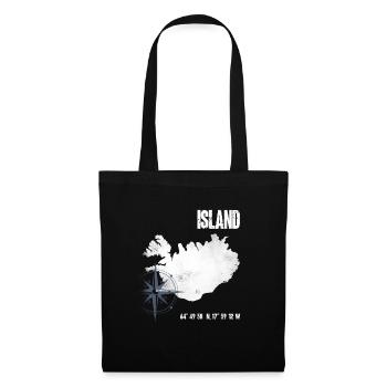 Island Ostsee Insel Koordinaten Karte Urlaub - Stoffbeutel - Schwarz - Vorne