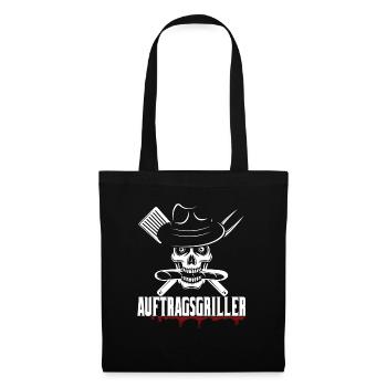 Grillen Geschenk Grill Grillmeister BBQ Fleisch - Stoffbeutel - Schwarz - Vorne
