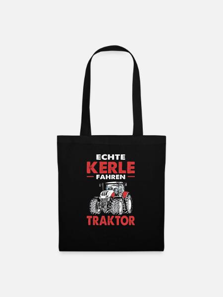 Echte Kerle fahren Traktor individuelles Design - Stoffbeutel - Schwarz