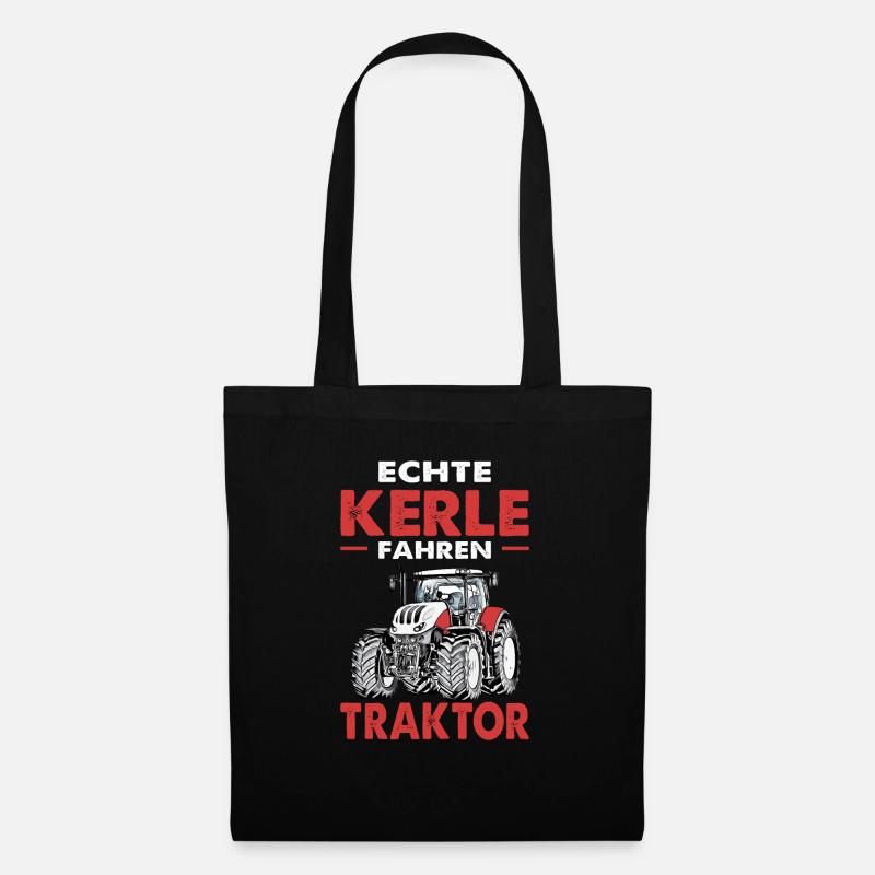 Echte Kerle fahren Traktor individuelles Design - Stoffbeutel - Schwarz