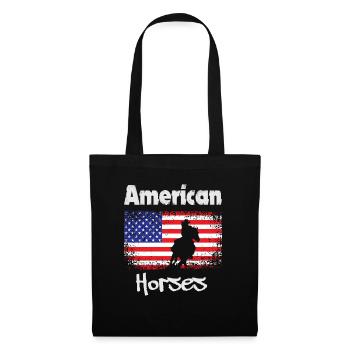 Chevaux américains, cheval avec pavillon des États-Unis - Sac en tissu - noir - Devant