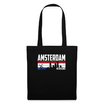 Amsterdam Skyline Niederlande - Stoffbeutel - Schwarz - Vorne