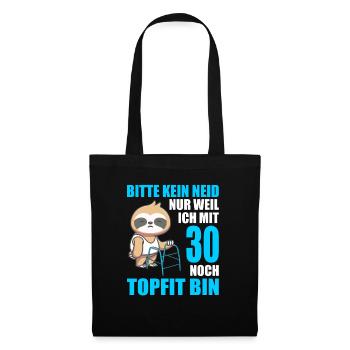 30. Geburtstag 30 Jahre Faultier Faultiere - Stoffbeutel - Schwarz - Vorne