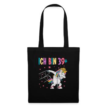 40 Jahre Einhorn ich bin 39+ 40. Geburtstag - Stoffbeutel - Schwarz - Vorne