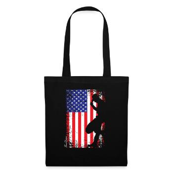 Amerikanischer Cowboy mit Flagge der USA - Stoffbeutel - Schwarz - Vorne