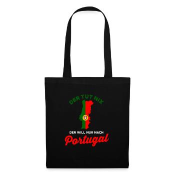 Portugal Urlaub Lustig Geschenk Portugal Flagge - Stoffbeutel - Schwarz - Vorne