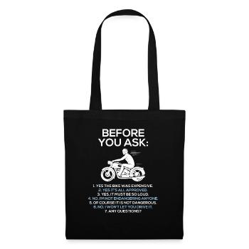 Before You Ask Motorcycle Rider Motorbike - Sac en tissu - noir - Devant