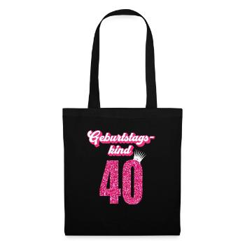 40. Geburtstag 40 Jahre 40er Geburtstagskind - Stoffbeutel - Schwarz - Vorne
