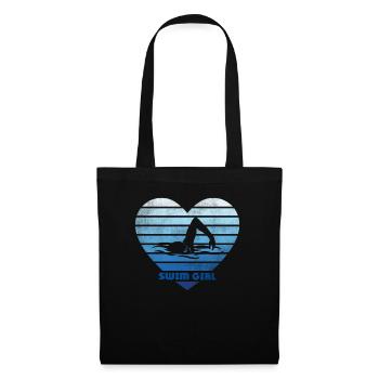 Schwimmerin Schwimmen Mädchen - Stoffbeutel - Schwarz - Vorne