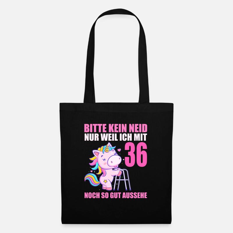Bitte kein Neid 36 Jahre Einhorn 36. Geburtstag - Stoffbeutel - Schwarz
