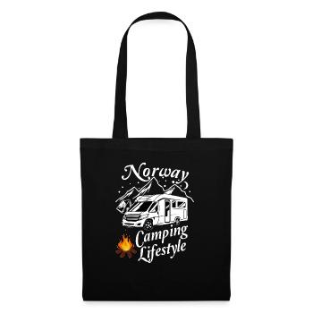 Norway camping lifestyle with motorhome on vacation - Tote Bag - black - Front