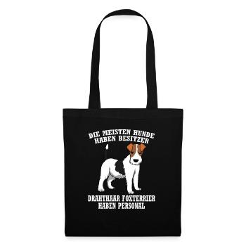 Drahthaar Foxterrier Hund Ich War Normal Bis mein - Stoffbeutel - Schwarz - Vorne