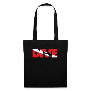 Dive Flag Diver Down Aquaholic Scuba Diving Ocean - Tote Bag - black - Front