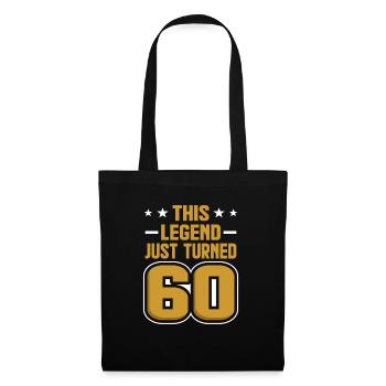 60. Geburtstag 60 Jahre alt Geschenk - Stoffbeutel - Schwarz - Vorne
