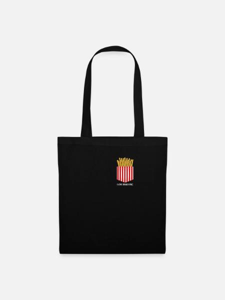Pommes T-Shirt Tasche French Fries Only - Stoffbeutel - Schwarz